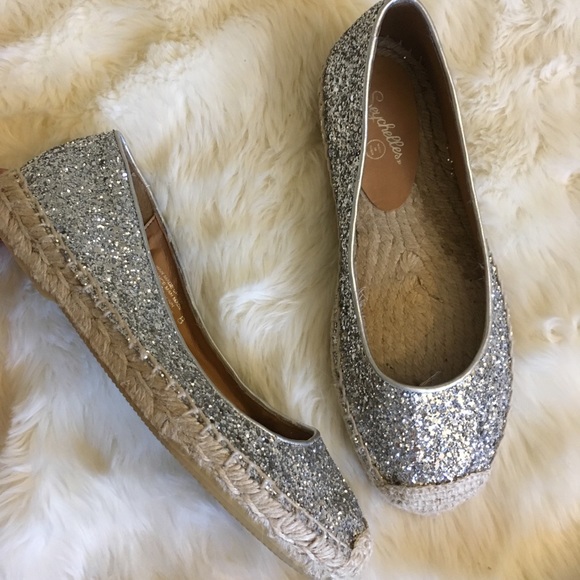 Seychelles Don’t Rush Glitter Espadrille Flats - Picture 1 of 7